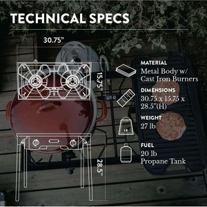 GasOne Propane 2 Burner Camp Stove with Windscreen Outdoor High Pressure with Adjustable PSI Regulator and 4ft Steel Braided Hose With Removable Legs - 1 of 4