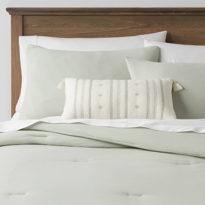 Full/Queen Reversible Holbrook Relaxed Washed Comforter & Sham Set with Decorative Throw Pillow Sage - Threshold™