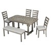 NicBex Dining Table Set for 6 Rubber Wood Dining Table Set with Wood Grain Pattern Tabletop Solid Wood Veneer for Kitchen - 4 of 4