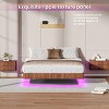 Floating Platform Bed Frame with LED Lights, Wave Wood Texture Bed with Sturdy Metal Slats, No Box Spring Needed-3irtyhousy - 2 of 4