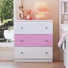 NicBex 15.7 inch Nightstand with 3 Drawers,Modern Side Table with Metal Handle and Colorblock Design,Bedside Table for Bedroom,Living Room,Pink/Brown - 2 of 4
