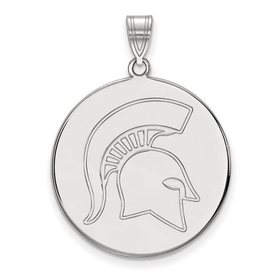 Black Bow Jewelry 10k White Gold Michigan State Spartans NCAA Extra Large Pendant