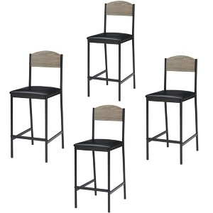 Bar Stools Set of 4, 39.3 Inch Counter Height Barstools with Wide Cozy Seat, Modern Square Upholstered Bar Chair with Back and Footrest - 1 of 4