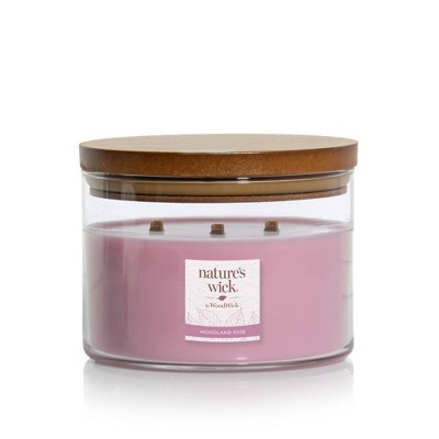 Lidded Glass Jar Crackling Wooden Wick Woodland Rose Candle - Nature's Wick