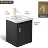 phiestina 16" Black Small Bathroom Vanity, Fully Pre-Assembled with Ceramic Sink, Soft Close Door, No Faucet Included - 2 of 4