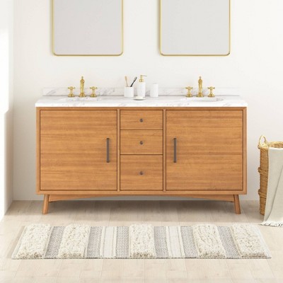 Asher Natural Hand-Woven Textured Striped Bath Rug