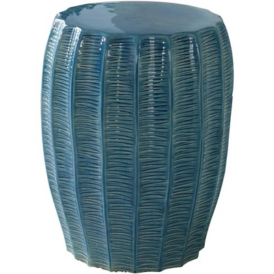 Uttermost Harbor Aqua Blue Ceramic Garden Stool