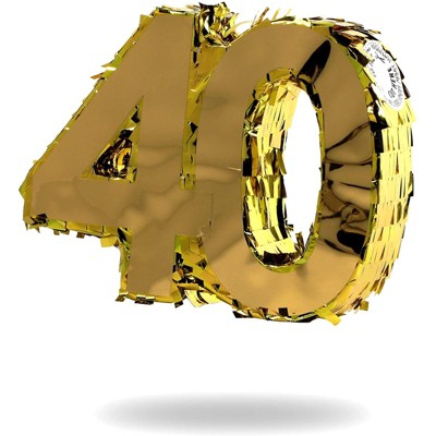 Mini Number Pinata 40 for 40th Birthday & Anniversary, Gold Foil