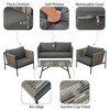4PCS Outdoor Patio Sofa Set with Toughened Glass Table and Thick Cushions, Beige/ Gray, 4A -ModernLuxe - 4 of 4
