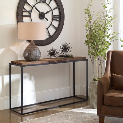 Holston 54" Satin Black and Natural Reclaimed Wood Console Table