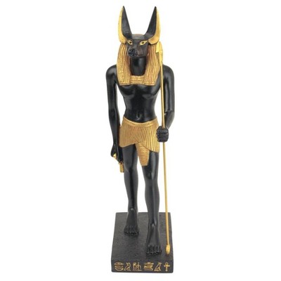 Anubis Black and Gold Resin Egyptian God Statue, 8.5 inches