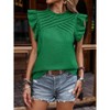 Coolmee Women Summer Tops Ruffle Short Sleeve Casual Crew Neck T Shirt Front Pleated Basic Tee Blouses - 3 of 4
