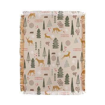 Marta Barragan Camarasa Deer Christmas forest 56"x46" Woven Throw Blanket - Deny Designs