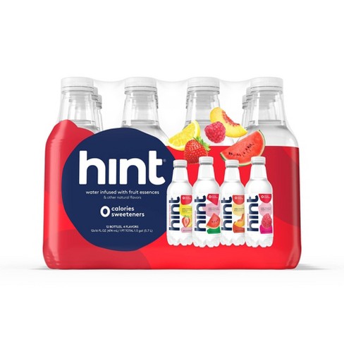 hint Red Variety Pack Flavored Water (Watermelon, Peach, Raspberry, Strawberry Lemon) - 12pk/16 fl oz Bottles - image 1 of 4