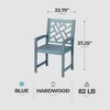 Four Seasons Courtyard 22 Inch Seat Distressed Hardwood Portland Patio Arm Chair with Brush Wire Finish and 250 Pound Maximum Capacity, Blue - 3 of 4