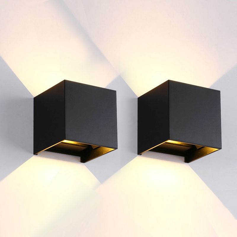 C Cattleya Integrated LED 3000K Black  Aluminum Cube Outdoor Wall Light, 2 Pack, 1 of 8