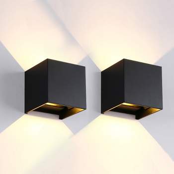 C Cattleya Integrated LED 3000K Black  Aluminum Cube Outdoor Wall Light, 2 Pack