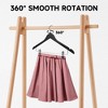 BP4U 12 Pack Premium Wooden Suit Hangers with Adjustable Clips, Solid Wood Skirt & Pant Hangers with 360° Swivel Hook, Space-Saving Design - 3 of 4