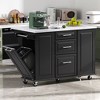 50.7 inch White Kitchen Island Rolling Kitchen Island on 5 Wheels with Drop Leaf 2 Drawers 1Door for Kitchen Dining Room - 2 of 4