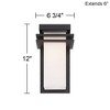 Franklin Iron Works Bernadine 12" High Mission Outdoor Wall Light Fixture Mount Porch House Weatherproof Brown Bronze Finish White Glass Shade - 4 of 4