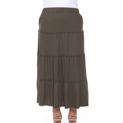 Plus Size Tiered Maxi Skirt