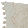 Saro Lifestyle Cord + Pom Pom Applique  Decorative Pillow Cover, Ivory, 12"x18" - 3 of 3