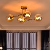 PAKOKULA 4-Light Gold Sputnik Modern Linear Bubble Semi-Flush Mount Ceiling Light with Amber Glass Shade - 2 of 4