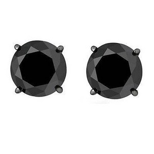 Pompeii3 2Ct Black Gold Round Black Diamond Push Back Studs Earrings 14k Gold - 1 of 2