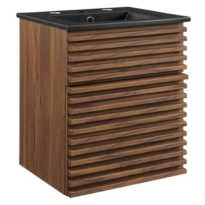 Modway Render Vanity with Sink-Floor, 18 Inch, Walnut Black