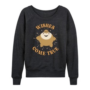 Women's - Disney - Wishes Come True Lightweight French Terry Wide Neck Long Sleeve Shirt - 1 of 4