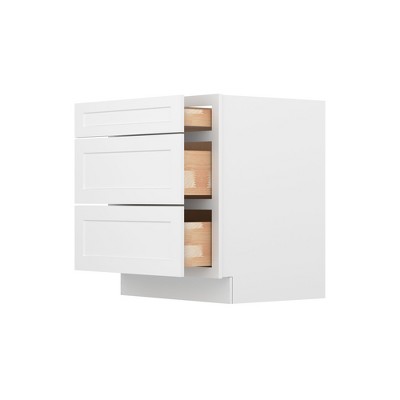 HOMLUX Easy-DIY Shaker White Ready to Assemble Drawer Base Kitchen Cabinet With 3-Drawers