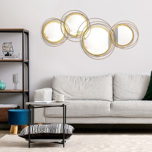 VYNXARIA 42" x 22" Metal Wall Art Modern Mirror Decor Home Hanging Wall Sculptures for Living Room Bedroom Dining Room, Gold - 1 of 4