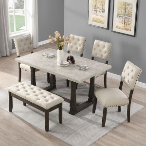 Modern Tufted Back Upholstered Fabric Dining Chair Set of 2, Nailhead Trim Chairs, Beige Colour,24.80'' x 19.29'' x 37.80''(2.07*1.61*3.15ft) - 1 of 4