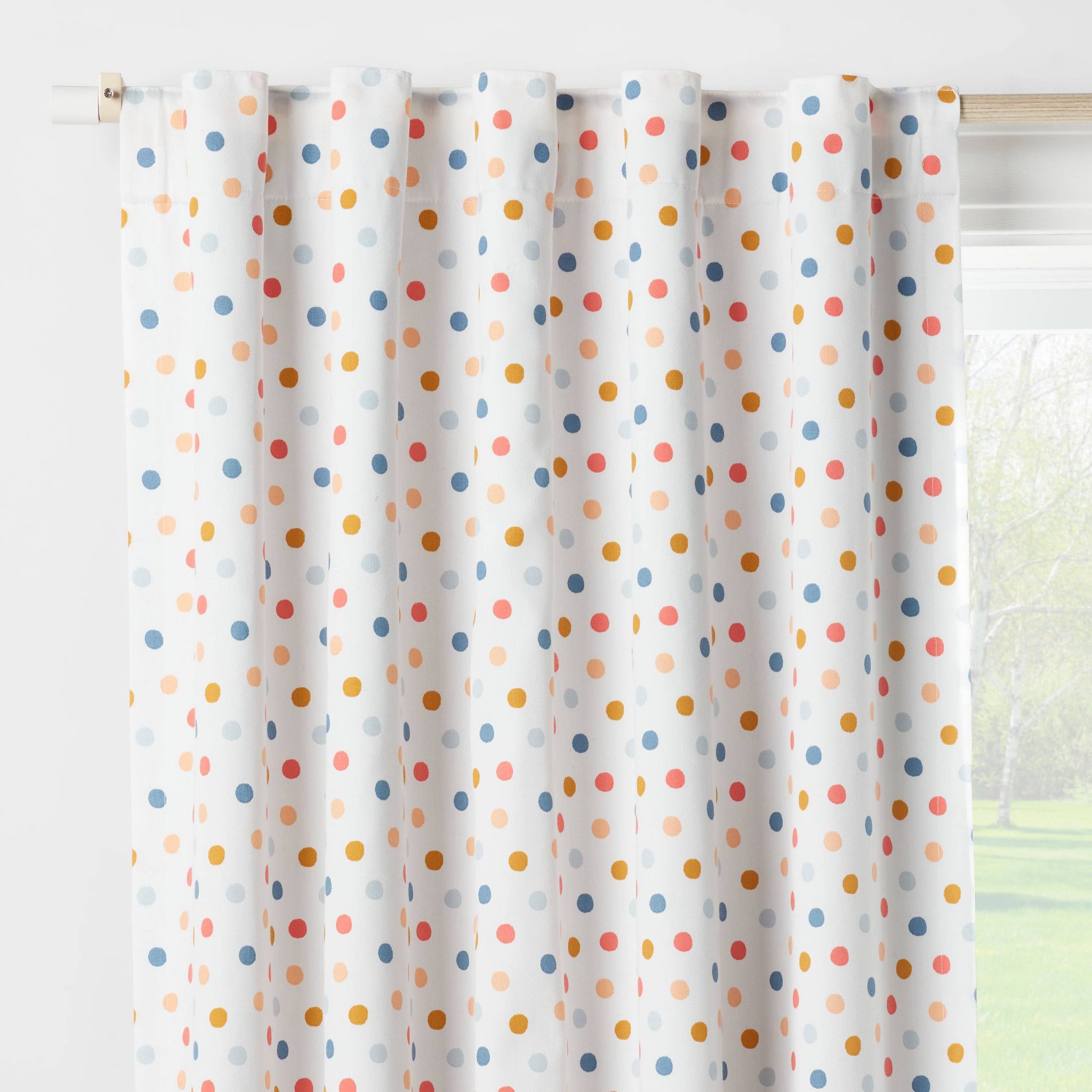 42"W x 84"L Dot Kids' Curtain Blackout Window Curtain Panel White - Pillowfort™