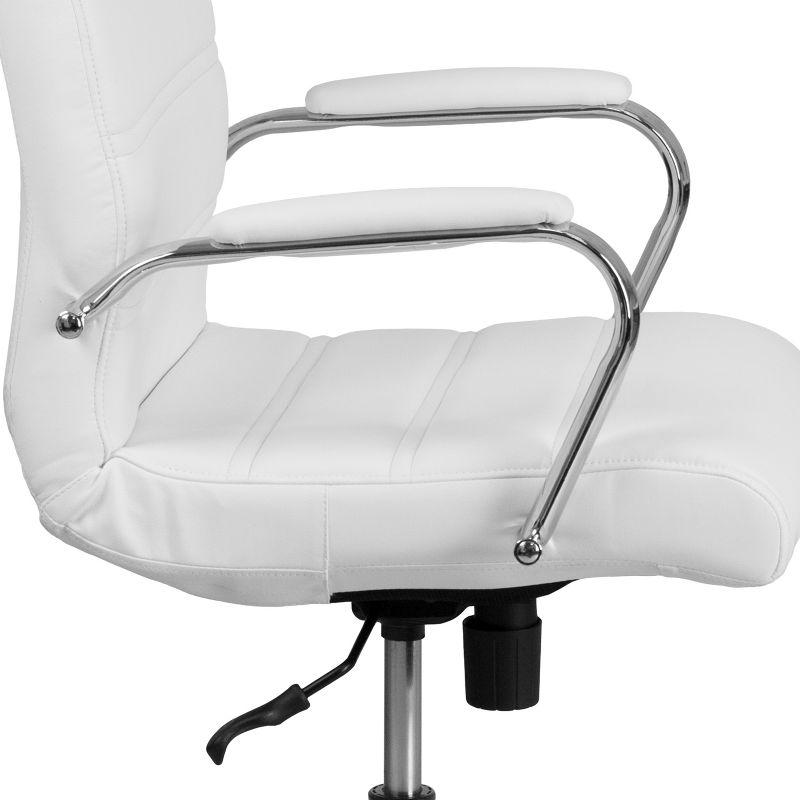 Flash Furniture Whitney Mid-Back White LeatherSoft Executive Swivel Office Chair with Chrome Frame and Arms - Set of 4, 5 of 11