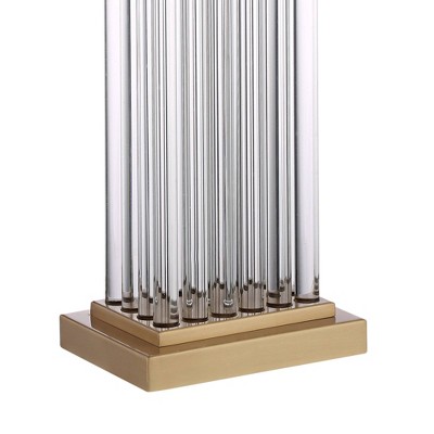 Vienna 29" Tall Clear Crystal Glass Table Lamp with Double White Shade