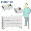 7 Drawer Dresser, 47.2" Wide Modern White Dresser for Bedroom, Wooden Chest of Drawer with Gold Metal Legs and Handles - 2 of 4