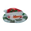 Transpac Glass 12 in. Holiday Snowman with Santa Hat Platter - 2 of 4