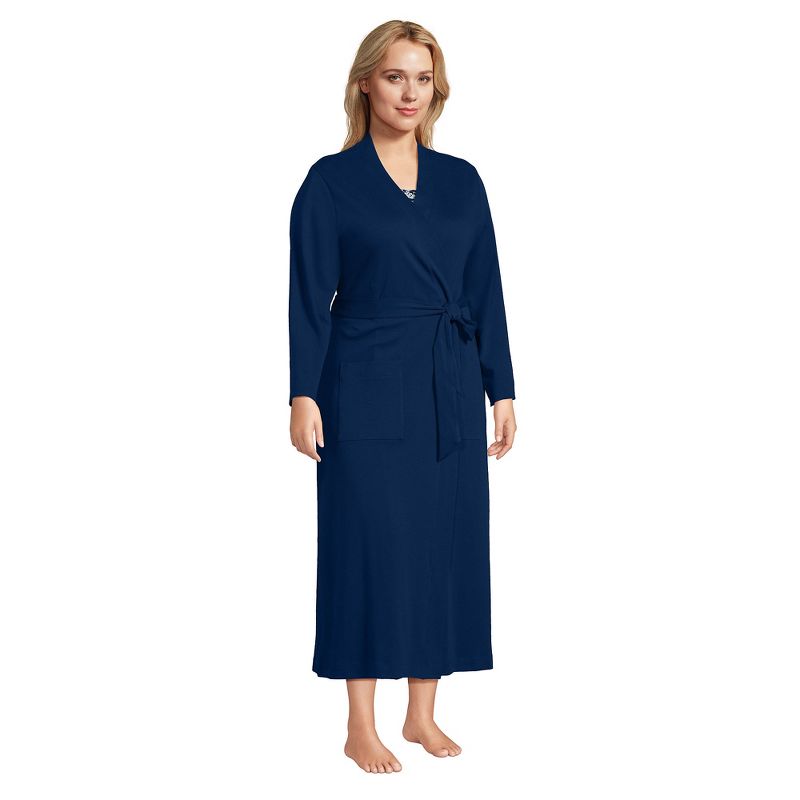 Lands' End Women's Cotton Long Sleeve Midcalf Robe, 5 of 6