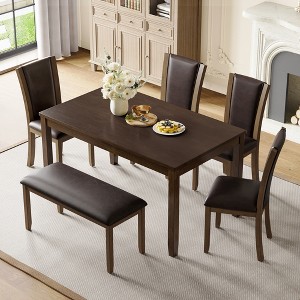 6-Piece Dining Set with Bench and Chairs for Kitchen, Dining Room - 1 of 4