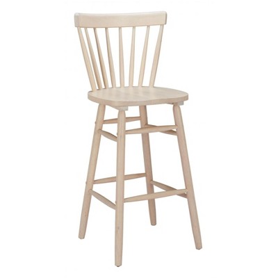 Barstool – 44.9" H, Natural – Whitewashed Rubberwood Frame (Set of 2) – Zuo Modern