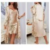 Nightgown and Robe Set for Women Floral Print Nightshirt Soft Lightweight Duster Robe Silk Satin Bathrobe Pajamas Set Cami Sleepwear - 3 of 4
