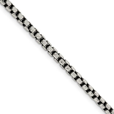 Black Bow Jewelry Men's 3.5mm, Sterling Silver, Antiqued Fancy Box Chain Necklace