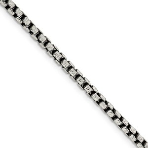 Black Bow Jewelry Men's 3.5mm, Sterling Silver, Antiqued Fancy Box Chain Necklace - 1 of 4