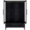 ORRD 60'' Tall Display Cabinet with Tempered Glass Door, LED Lighting, Two Drawers, Modern Storage Cabinet for Living Room, Office & Study, Black - 4 of 4