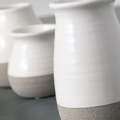 Petite Trio Gray and White Ceramic Vase Set