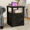 Vipbear Nightstand 18¡± White End Table with Charging Station Rustic Wood Tall Bedside Table with 2 Drawers Storage - 3 of 4