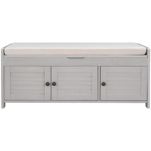 NicBex Modern 43.5" Storage Bench with 3 Shutter-Shaped Doors for Living Room and Entryway - 1 of 4
