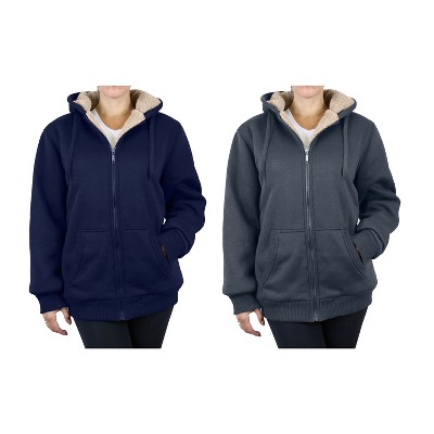 Rudoplh  Women's Loose Fit Heavyweight Hoodie With Faux Shearling Lining-2 Pack
