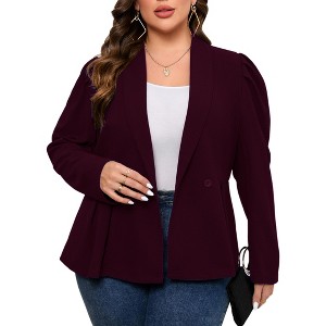Plus Size Business Casual Blazers for Women Long Sleeve Shawl Lapel Blazer Suit Jackets - 1 of 4